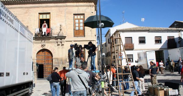 Foto: Un momento del rodaje de 'La conjura del Escorial'. (Foto: Universidad Internacional de Andalucía)