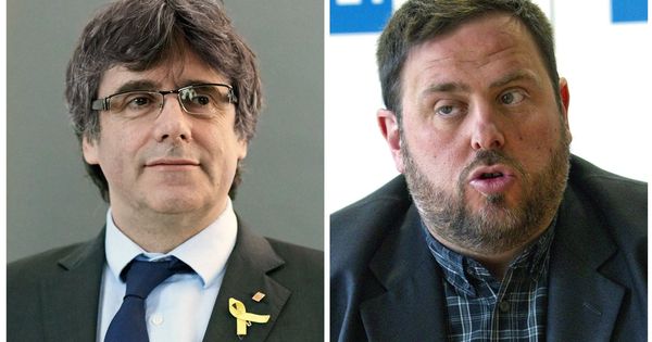 Foto: El expresidente catalán Carles Puigdemont y el exvicepresidente Oriol Junqueras (Efe)