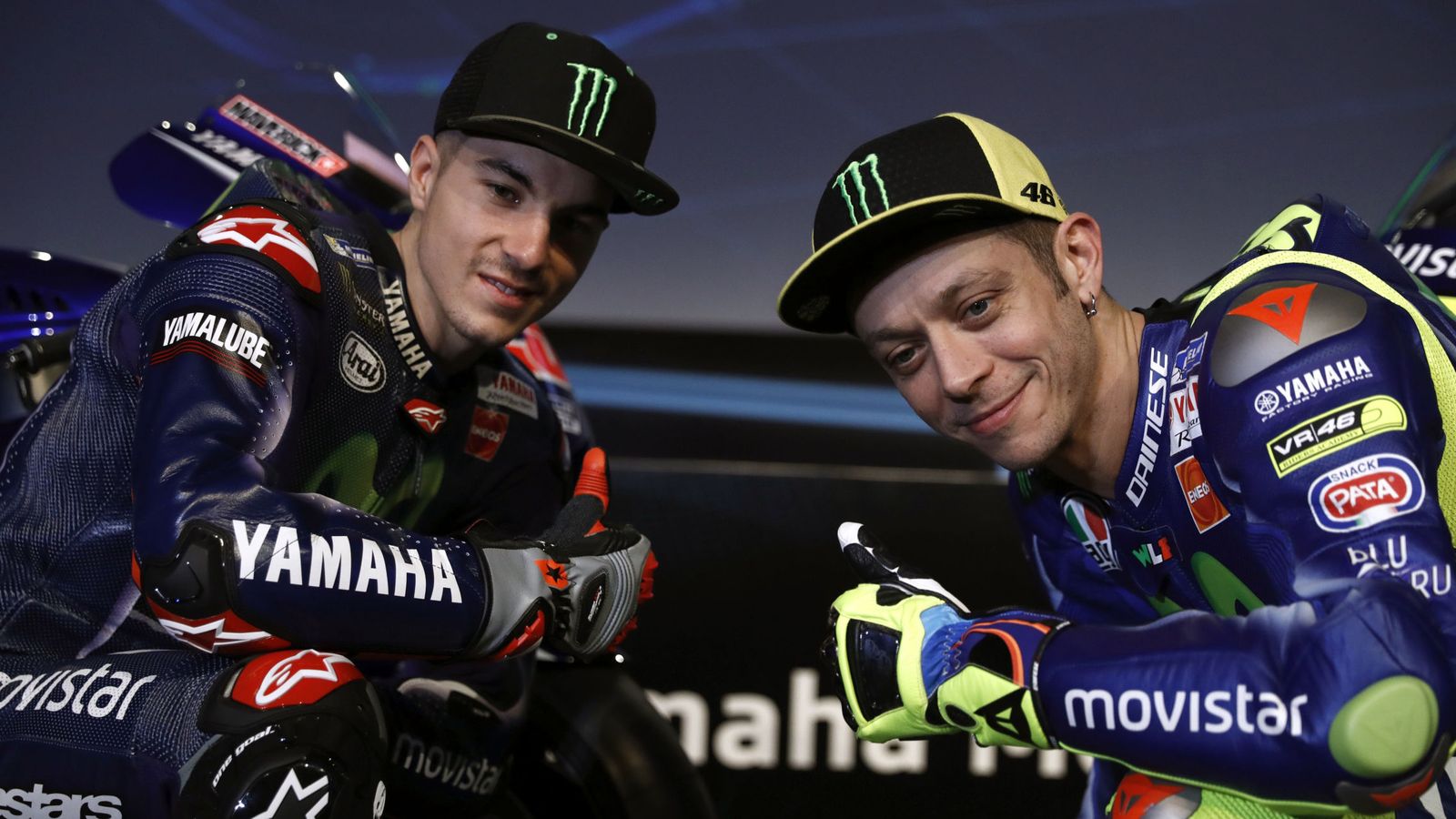 Foto: Viñales y Rossi en la presentación del Movistar Yamaha esta semana.