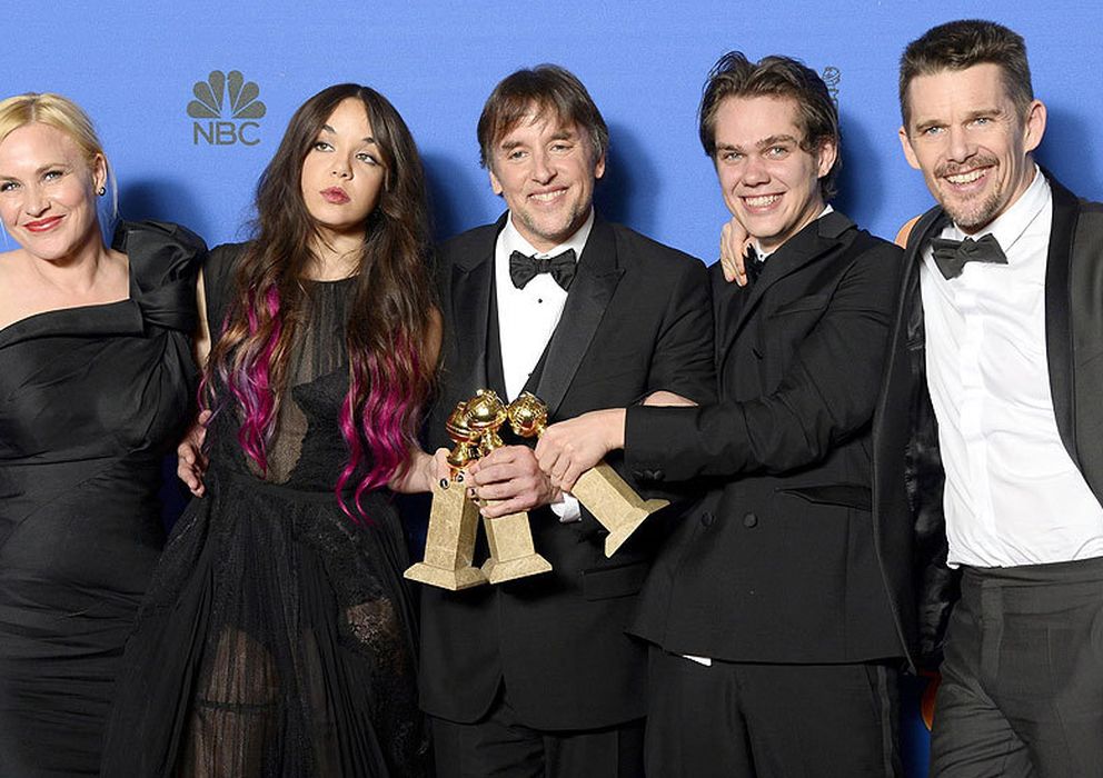 Foto: El elenco de 'Boyhood' con los Globos de Oro. (Efe)