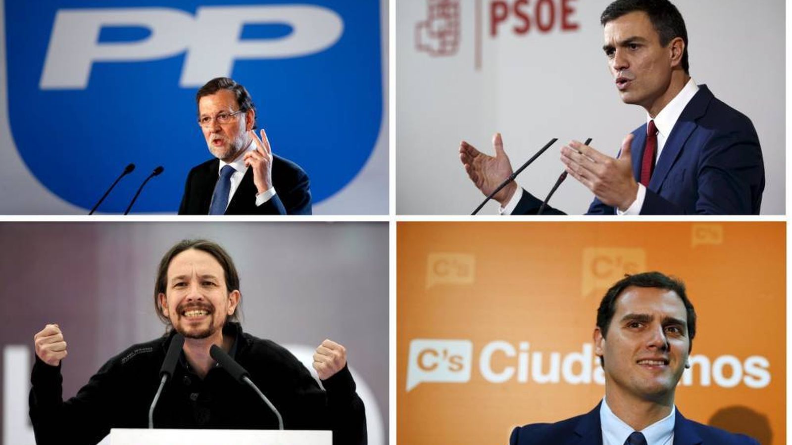 Foto: Mariano Rajoy, Pedro Sánchez, Pablo Iglesias y Albert Rivera. (Reuters)