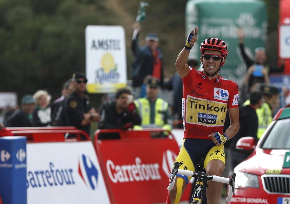 Foto: Alberto Contador, celebra su victoria en la decimosexta etapa de la Vuelta a España