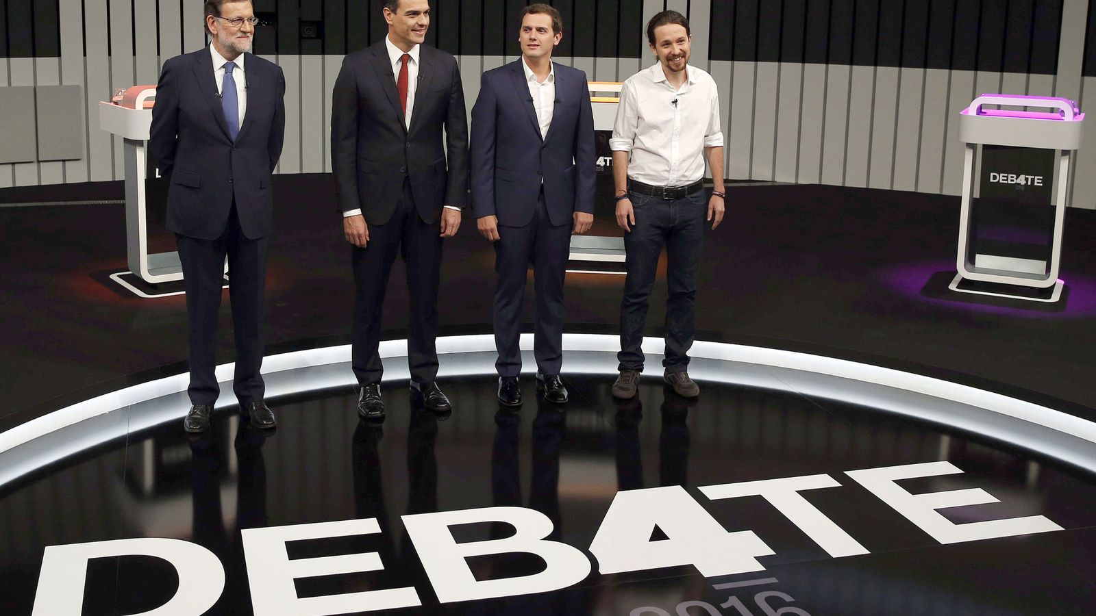 Foto: Mariano Rajoy, Pedro Sánchez, Albert Rivera y Pablo Iglesias en el debate a cuatro del pasado 13 de junio. (EFE)