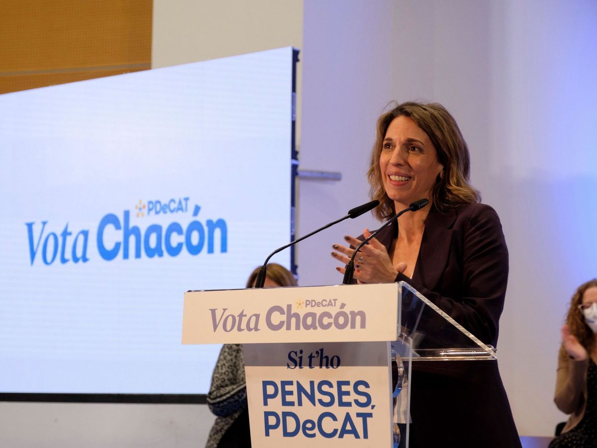 Foto: Àngels Chacón, en un acto de campaña del PDeCAT. (EFE/Marc Carnice)
