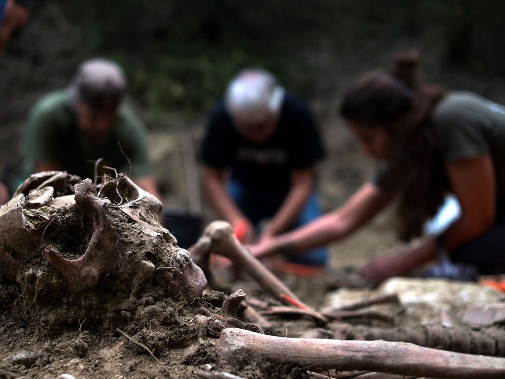 Foto: Exhumaciones de varios cuerpos de personas asesinadas durante la Guerra Civil española. (EFE)