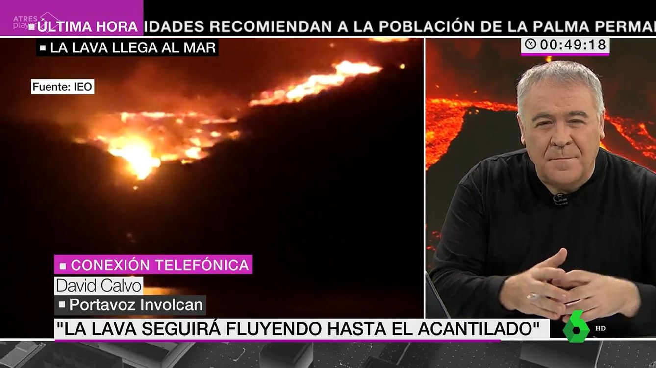 La lava del volcán de La Palma llega al mar y García Ferreras vuela a La Sexta, en directo