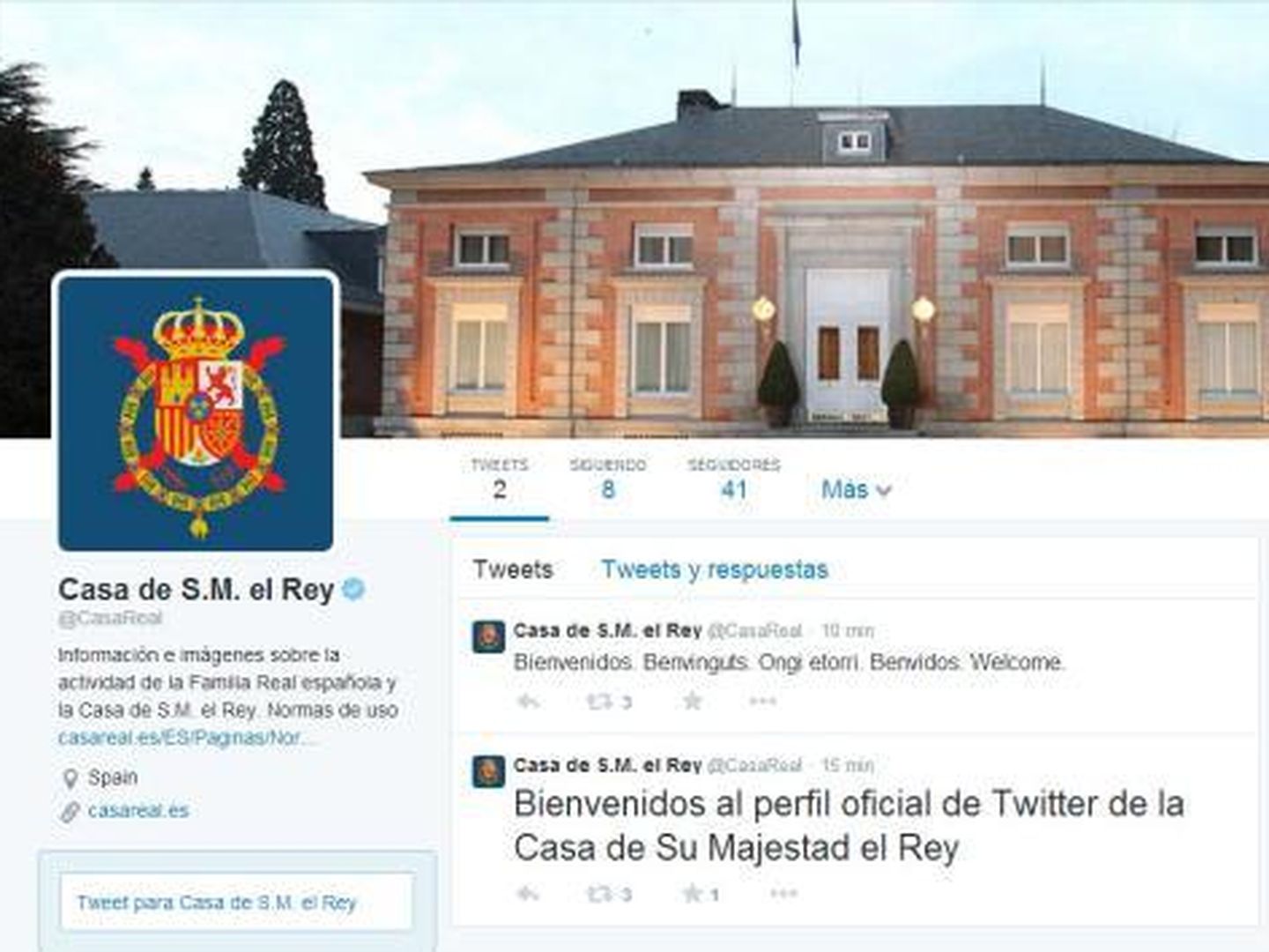 Los primeros tuits de la Casa Real.