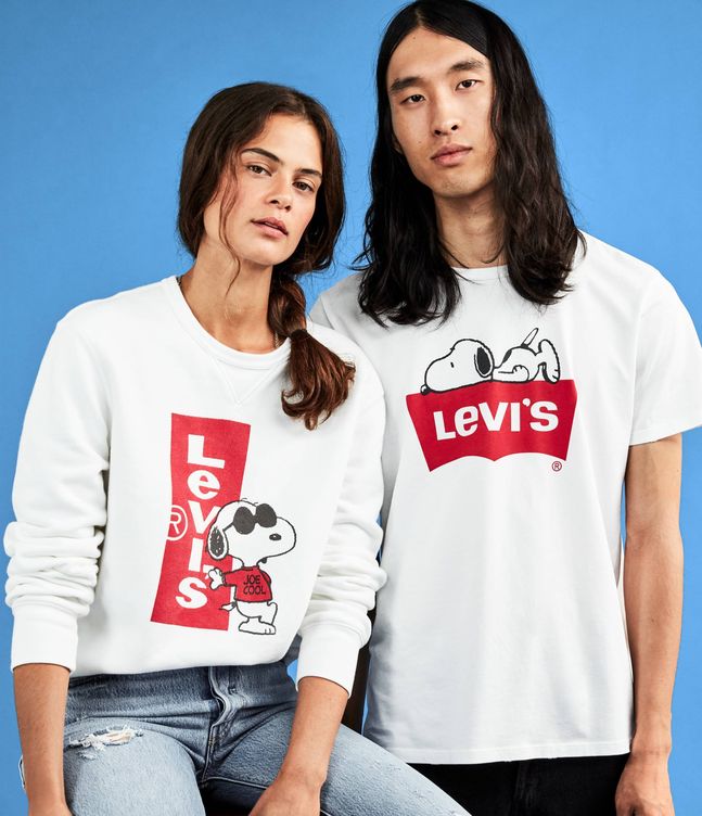 Dos de los modelos de la colección de Levi's dedicada a Peanuts. (Imagen: Cortesía)