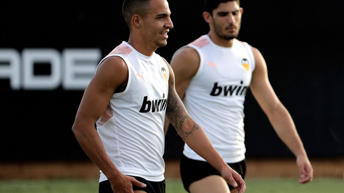 Rodrigo Moreno en un entrenamiento del Valencia. (Efe)