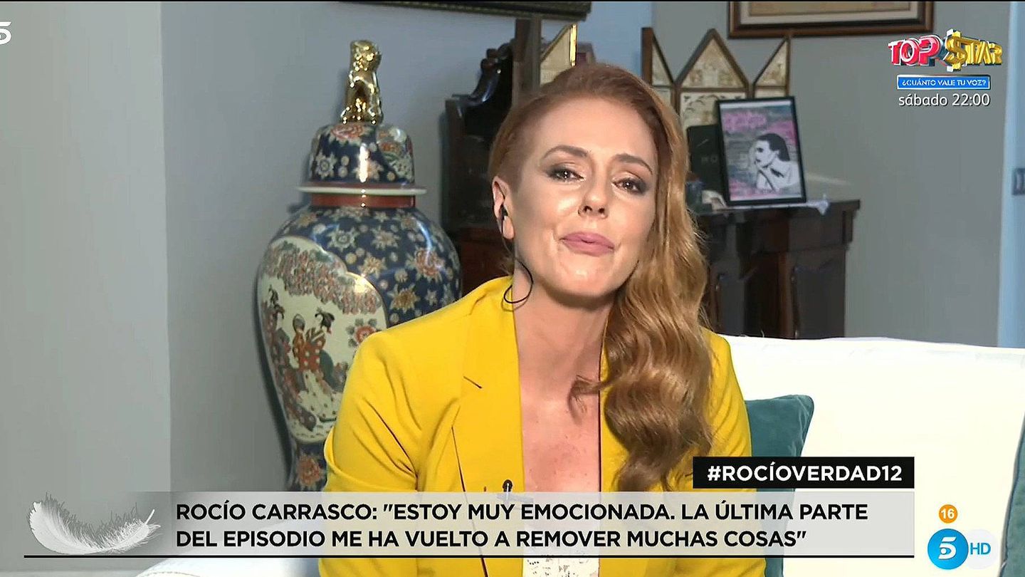 Rocío Carrasco, en una conexión en directo en 'Rocío, contar la verdad para seguir viva'. (Mediaset)