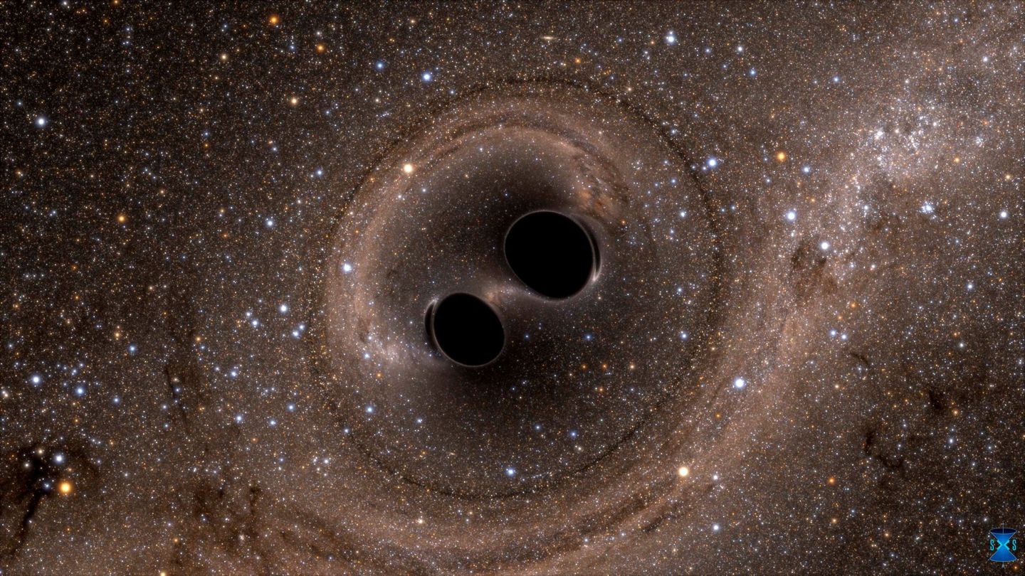 Las ondas gravitacionales que resultaron de la mayor colisión de agujeros negros jamás observada y que formó un nuevo agujero negro 80 veces más grande que el sol. (EFE)