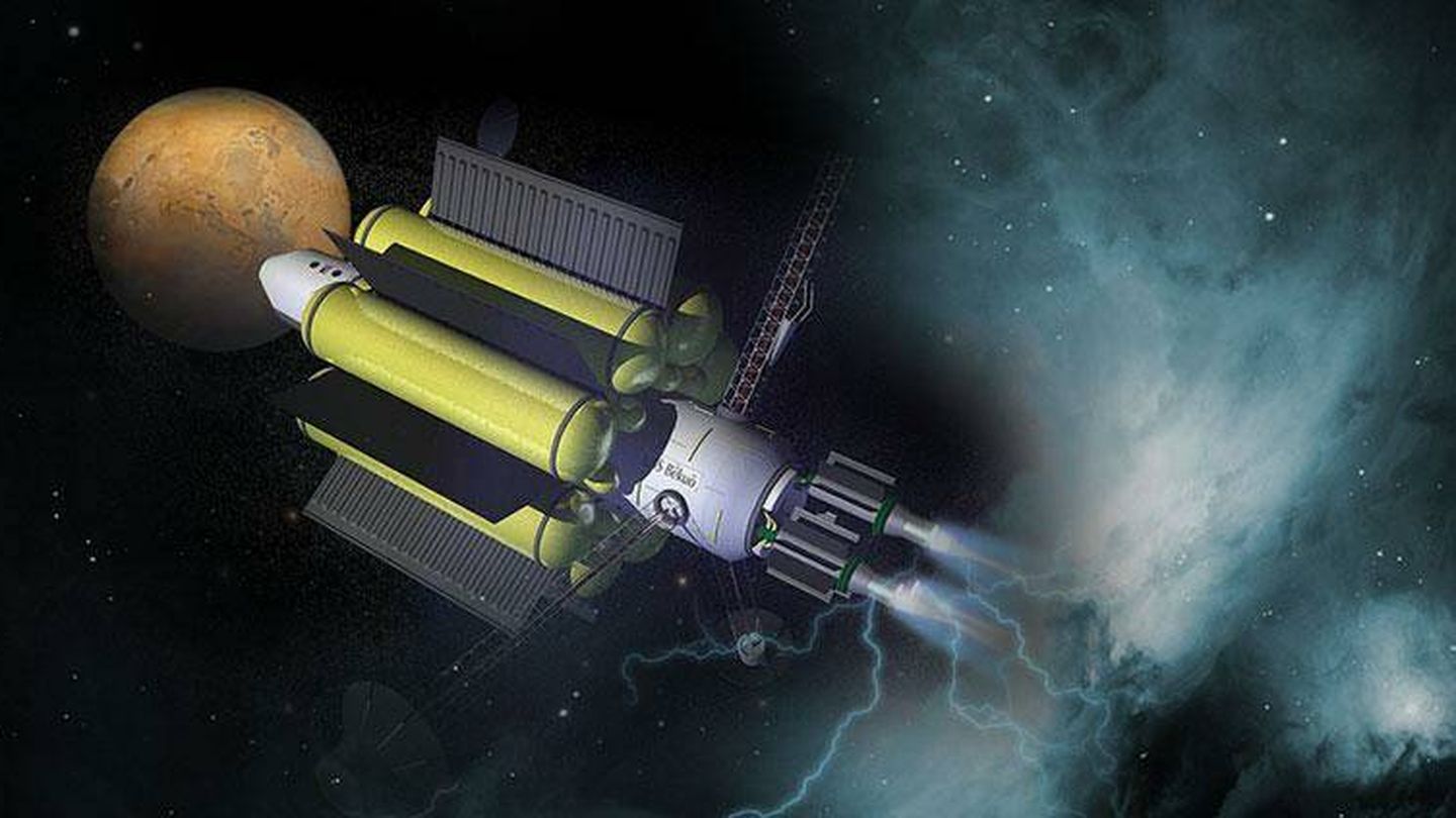 'Rendering' de una nave interplanetaria con motores de fusión FireStar. (RocketStar)