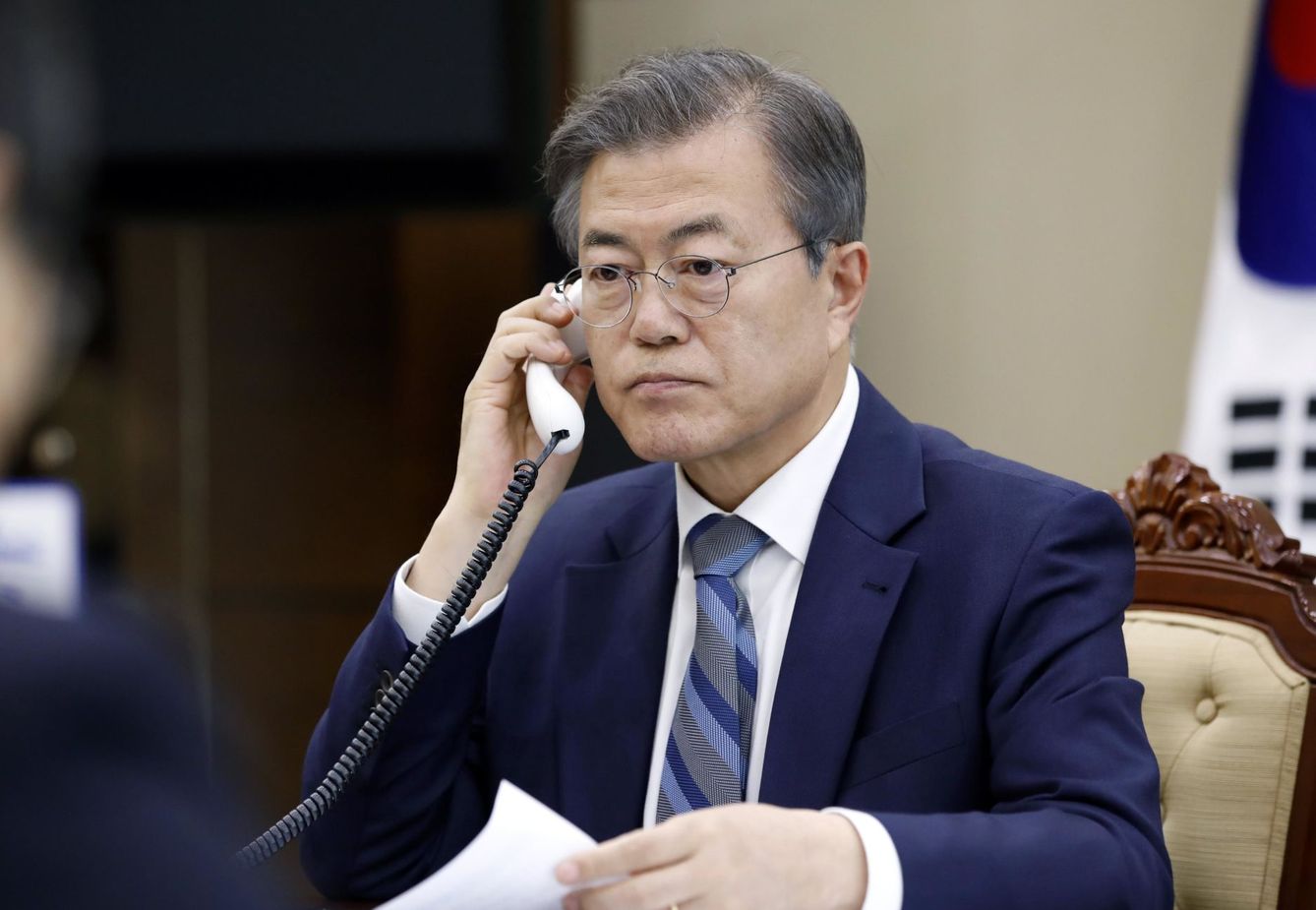 Fotografía cedida por la Oficina Presidencial de Corea del Sur que muestra al presidente surcoreano, Moon Jae-in. (EFE)
