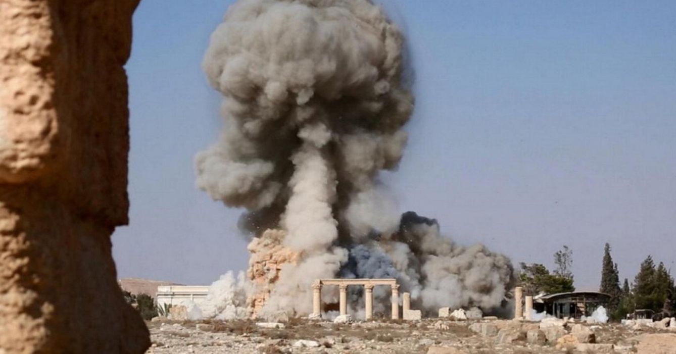 Imagen de la destrucción del templo de Baal Shamin.