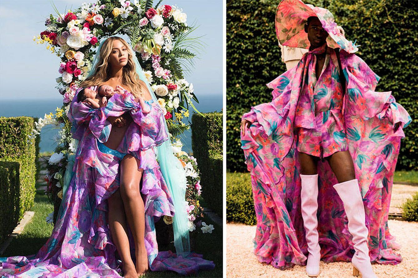 Beyoncé presentó a sus gemelas en Instagram vestida de Palomo Spain.