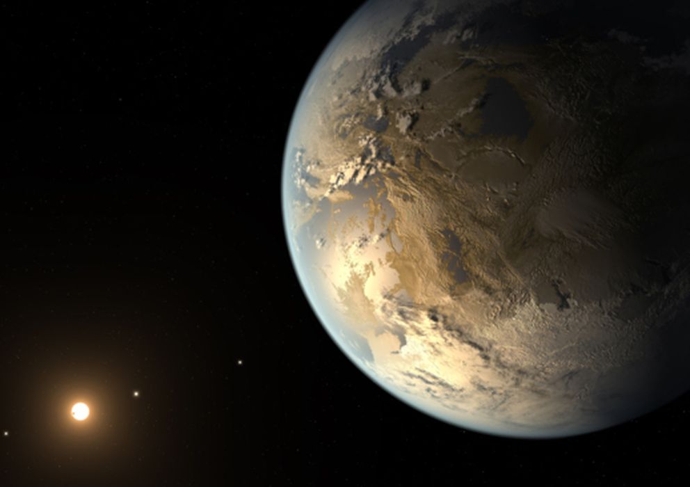 Foto: Recreación del planeta Kepler-186f y de la estrella enana que orbita.(NASA)