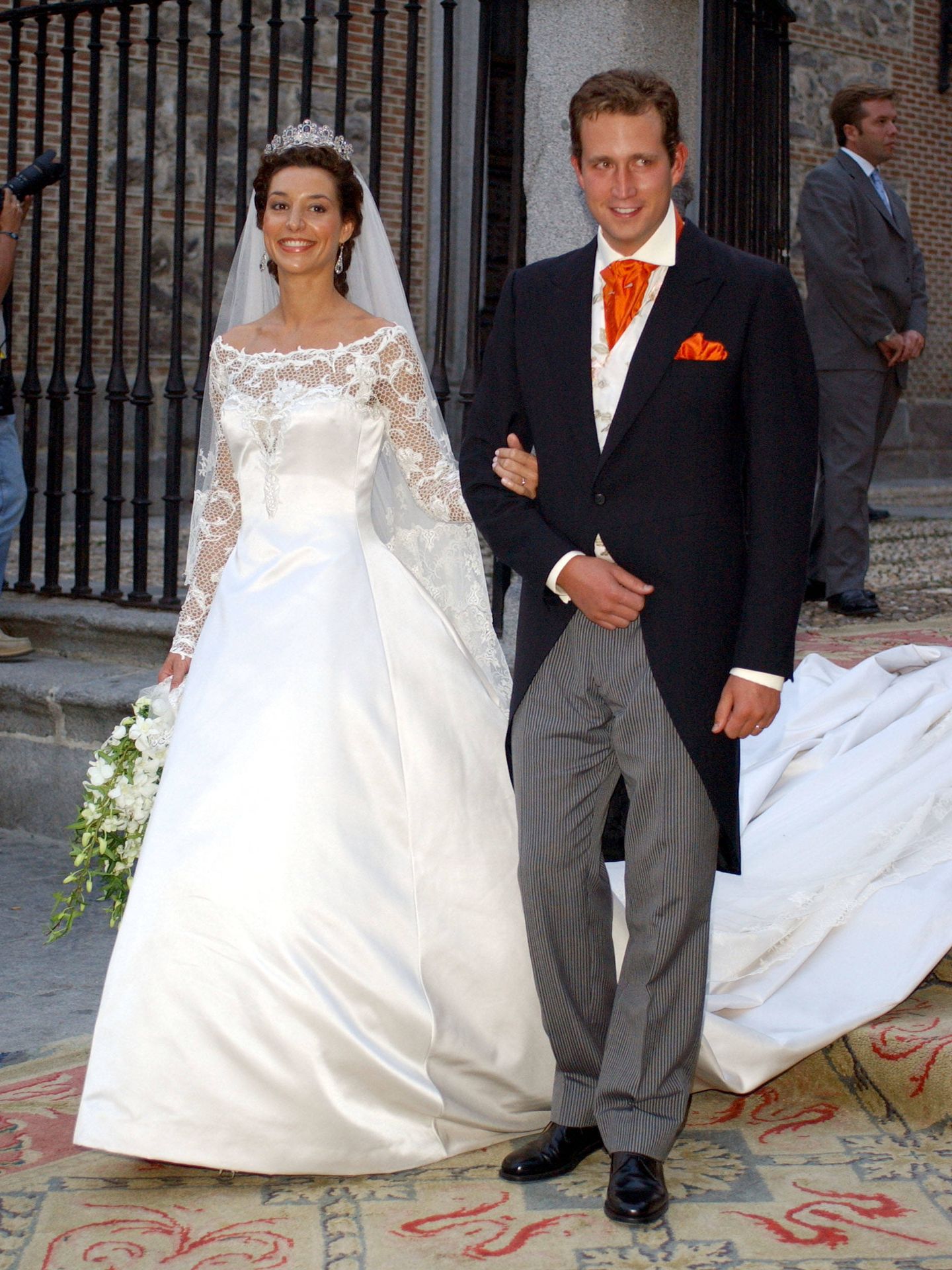 Bárbara Cano, con la tiara el día de su boda. (Getty)