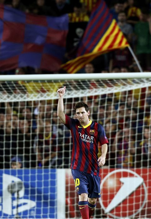Foto: Messi, celebrando el penalti marcado al Milan el miércoles.