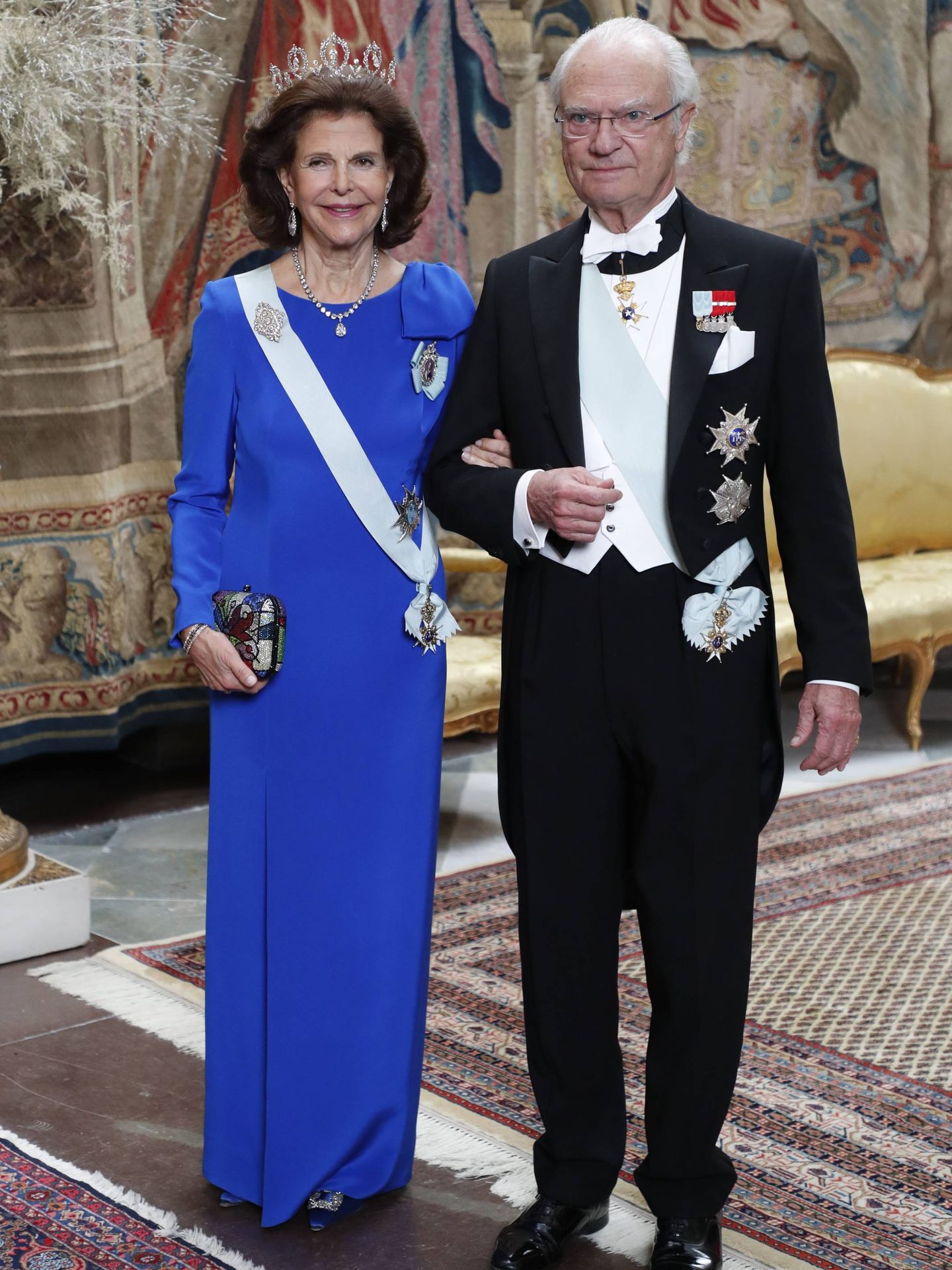 Carlos Gustavo y Silvia de Suecia, en la cena de gala. (Cordon Press)