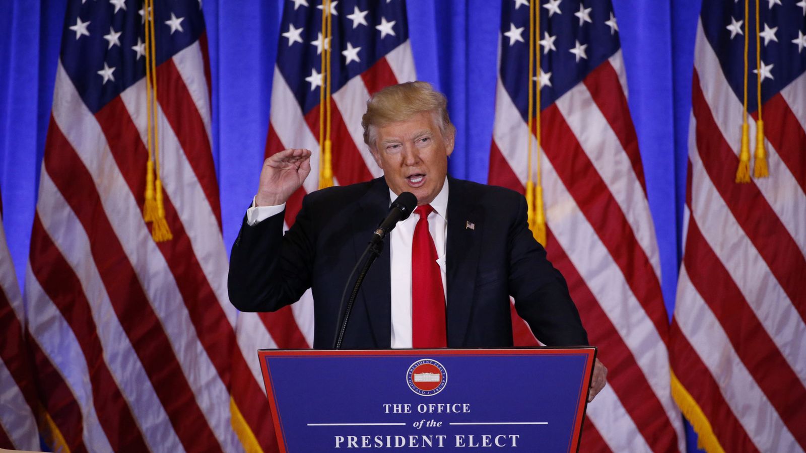 Foto: Donald Trump, durante su primera rueda de prensa como presidente electo, en Nueva York. (Reuters)