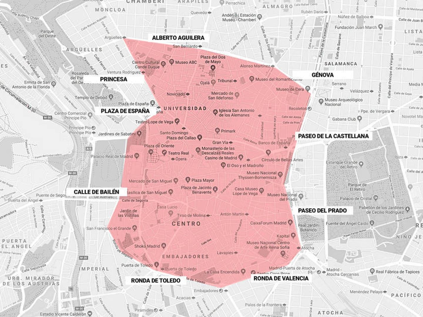 Mapa de Madrid Central. (EC)