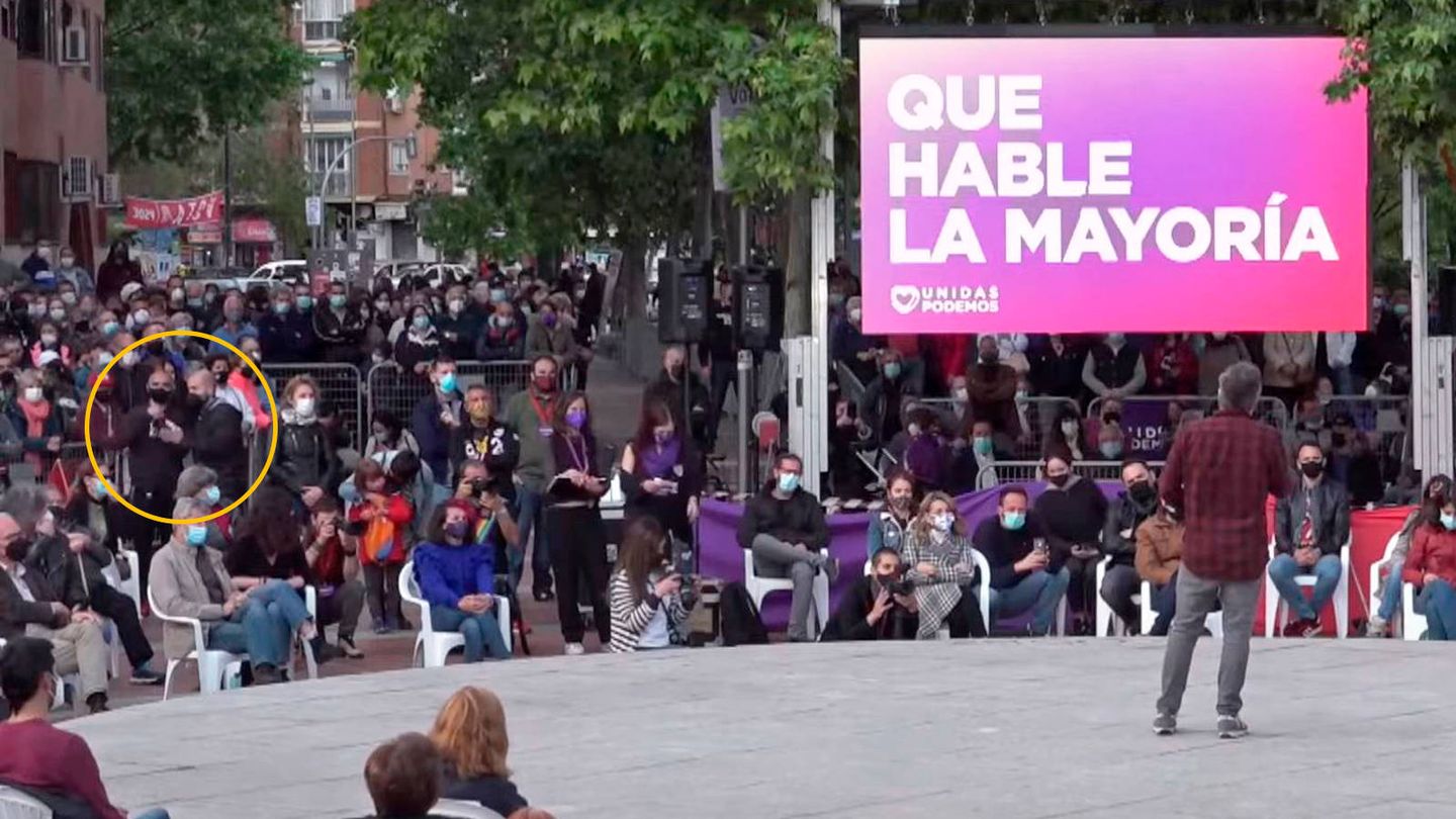 Pirrakas y Erlantz, juntos en el acto de Podemos en Vallecas.