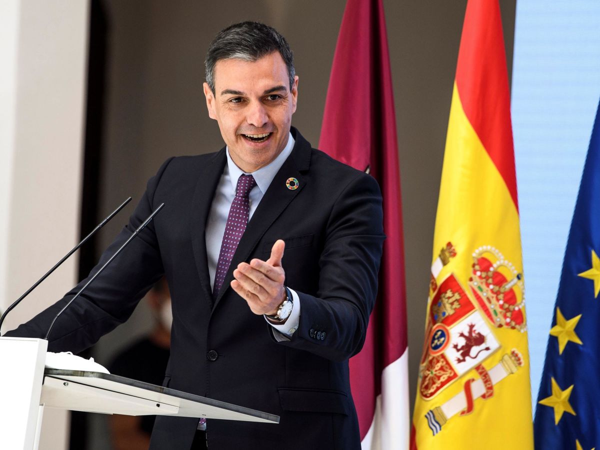 Foto: El Presidente del Gobierno, Pedro Sánchez, durante la presentación de la iniciativa. EFE