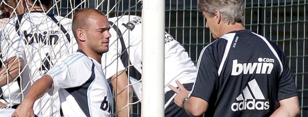 Foto: Pellegrini quiere que Sneijder se quede en el Madrid