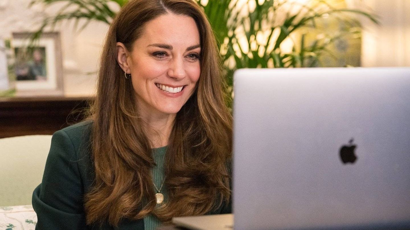 Kate Middleton, durante un encuentro virtual. (Palacio de Kensington)