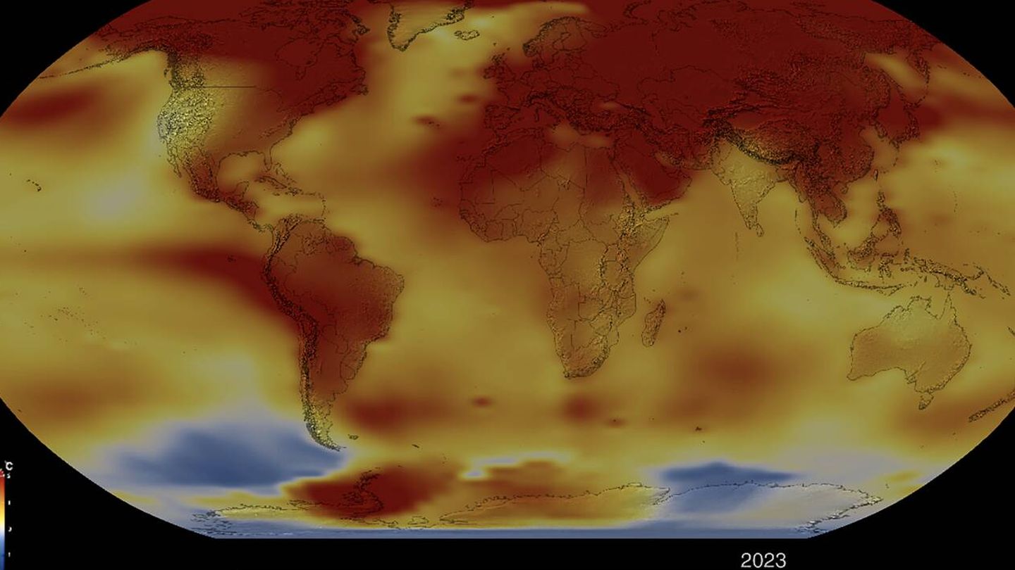 Mapa que refleja el incremento de las temperaturas (NASA/Centro Goddard)