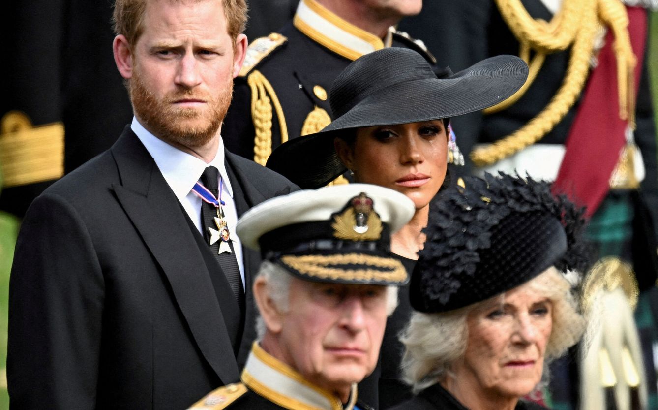 Meghan y Harry, en el funeral de Isabel II. (Reuters)