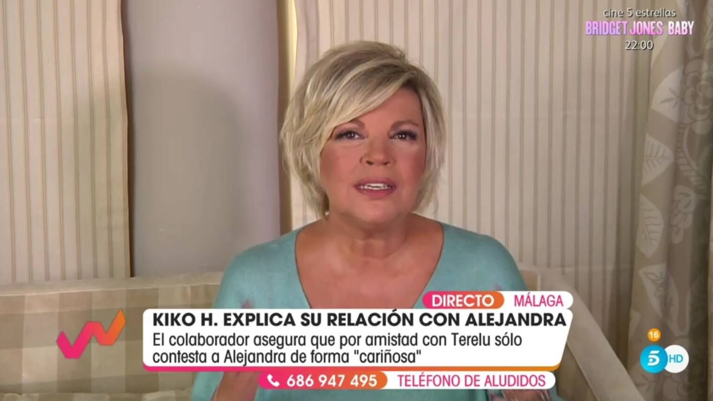 Terelu Campos contestando a Kiko Hernández. (Telecinco).