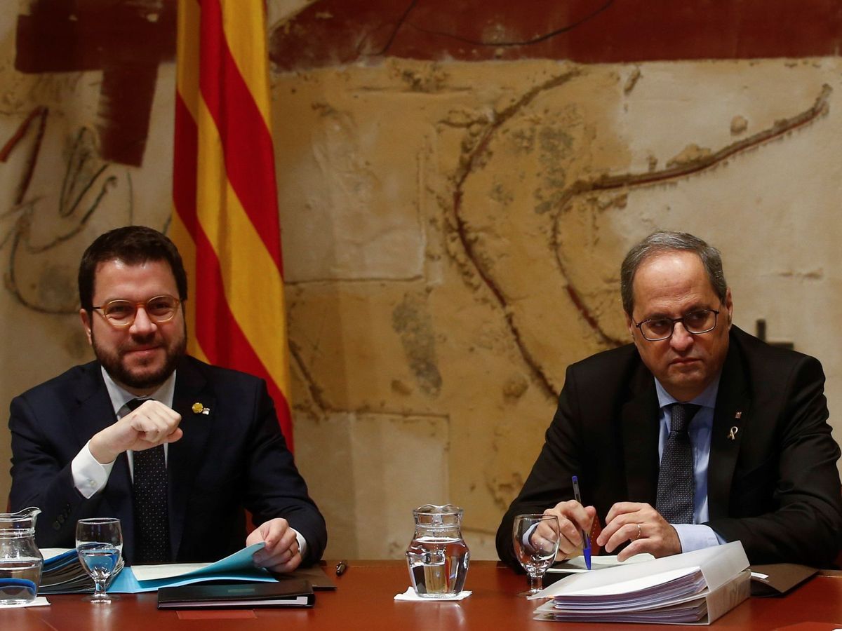 Foto: El presidente de la Generalitat, Quim Torra, acompañado por el vicepresidente, Pere Aragonés. (EFE)