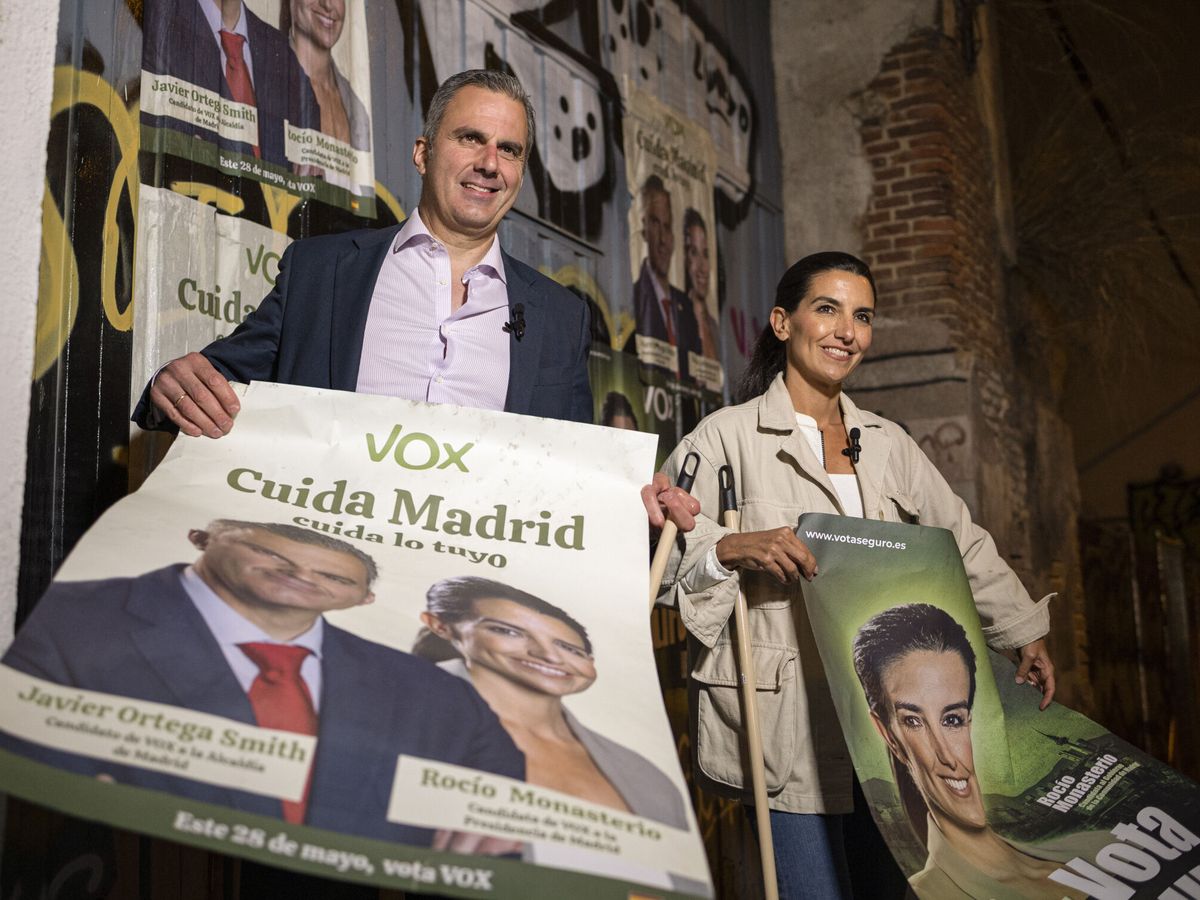 Foto: Javier Ortega Smith y Rocío Monasterio, en el inicio de la campaña en Madrid. (EFE/Daniel González)
