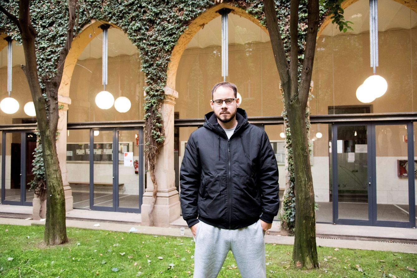 Pablo Hasél en la Universidad de Lleida, antes de ser detenido. (EFE)