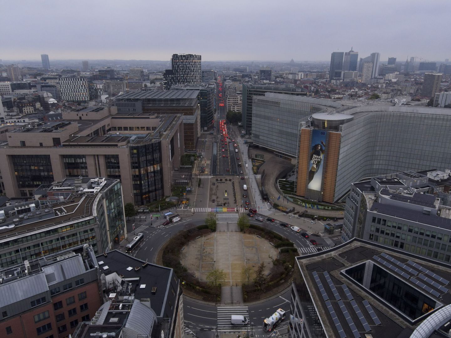 La rotonda de Schuman, corazón del barrio europeo de Bruselas. (EFE)