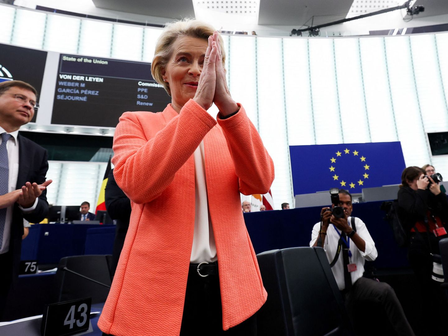 Ursula Von der Leyen tras su discurso del estado de la Unión en Estrasburgo. (Reuters)