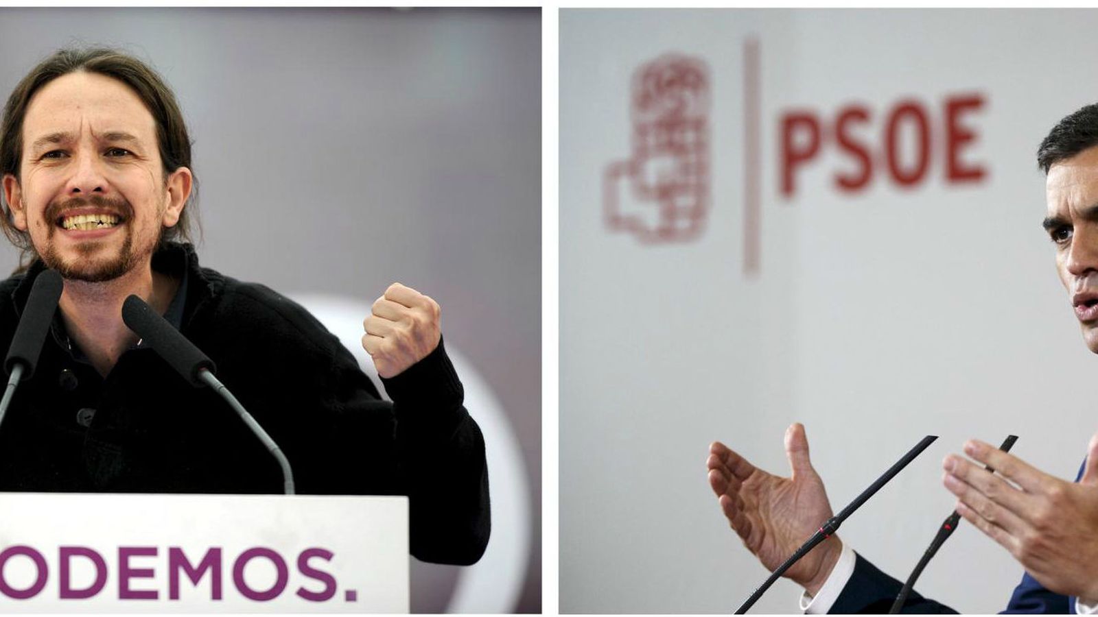 Foto: El líder de Podemos, Pablo Iglesias (i), y el secretario general del PSOE, Pedro Sánchez. (Reuters)