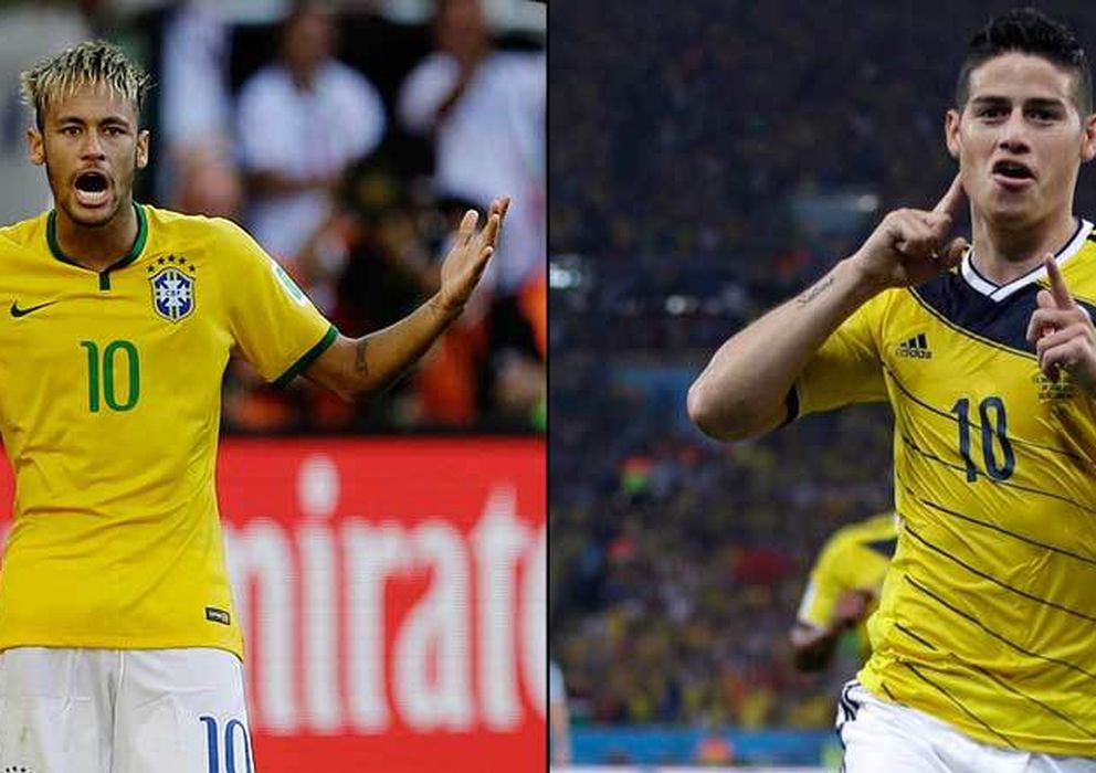 Foto: Neymar y James son los líderes indiscutibles de Brasil y Colombia.