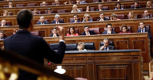 Foto: El presidente del Gobierno, Pedro Sánchez, durante su intervención en la sesión de control al Ejecutivo. (EFE)
