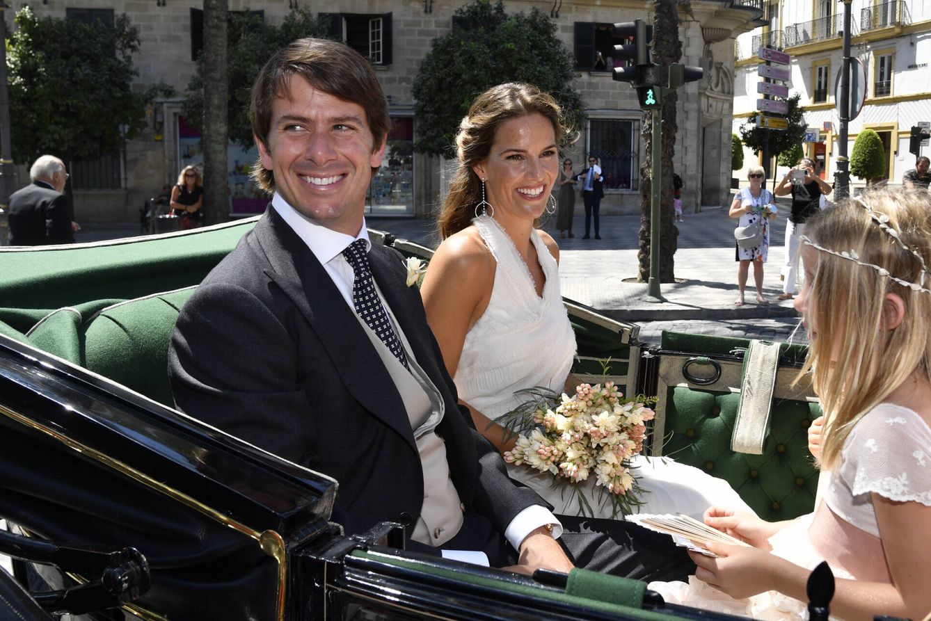 Carlos Cortina, el día de su boda con Carla Vega-Penichet. (Gtres)