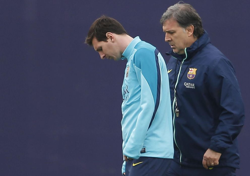 Foto: Messi y Martino, durante un entrenamiento del Barcelona (EFE)