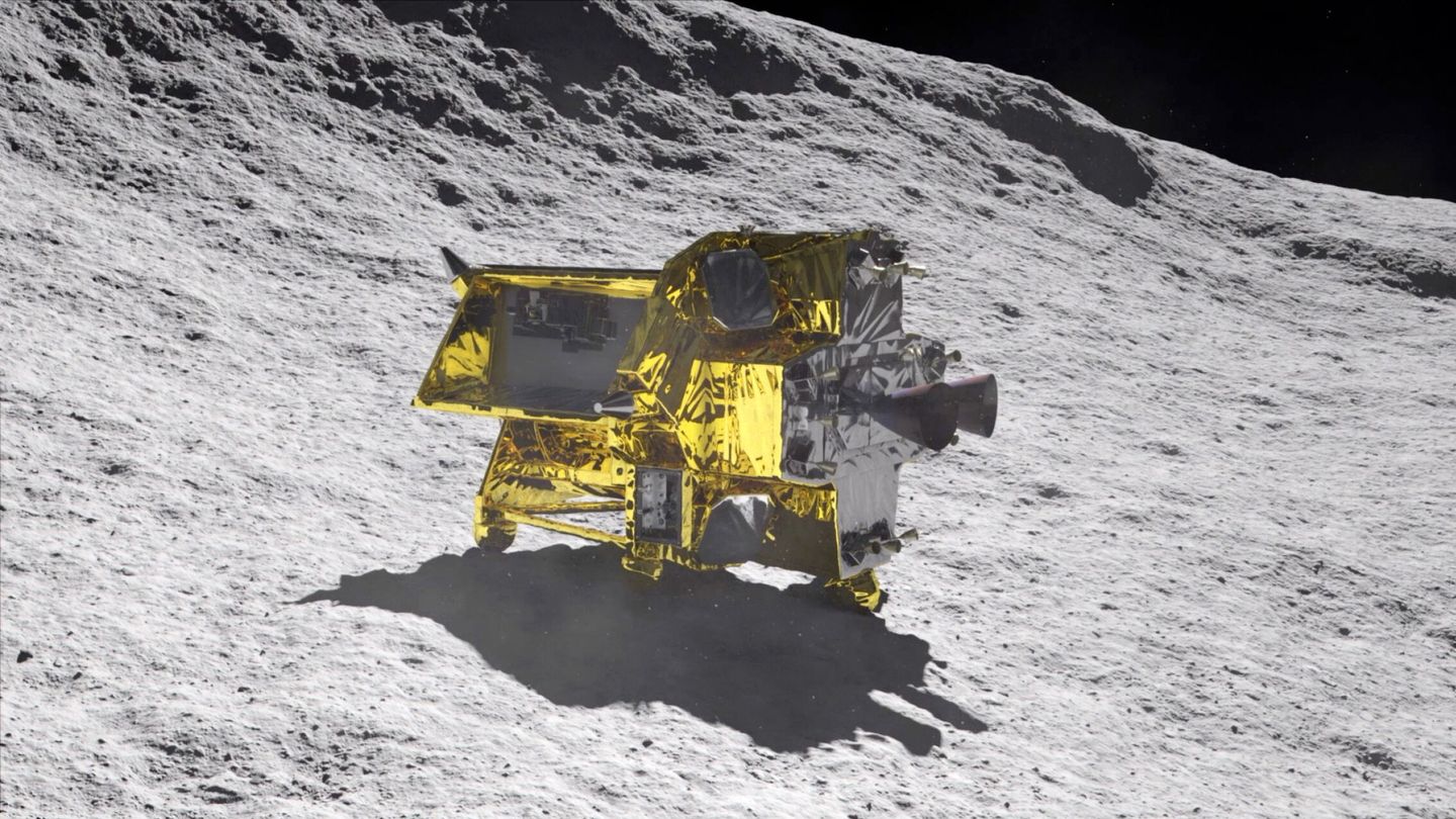 Una ilustración ejemplifica el alunizaje de la sonda Slim en la Luna. (EFE)
