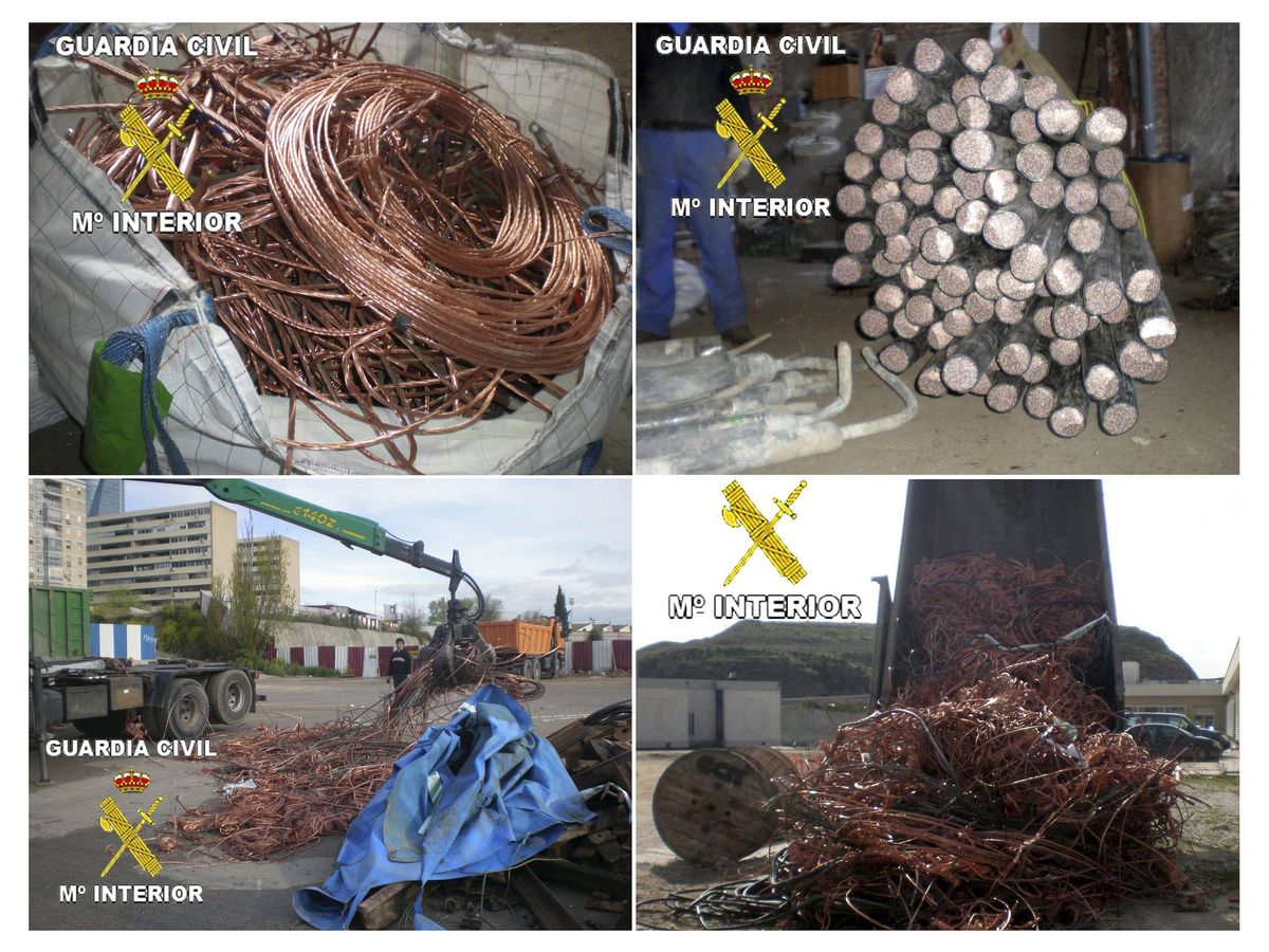 Foto: Imagen de archivo de la incautación de 80 toneladas de cable de cobre ferroviario y telefónico robado. (EFE)