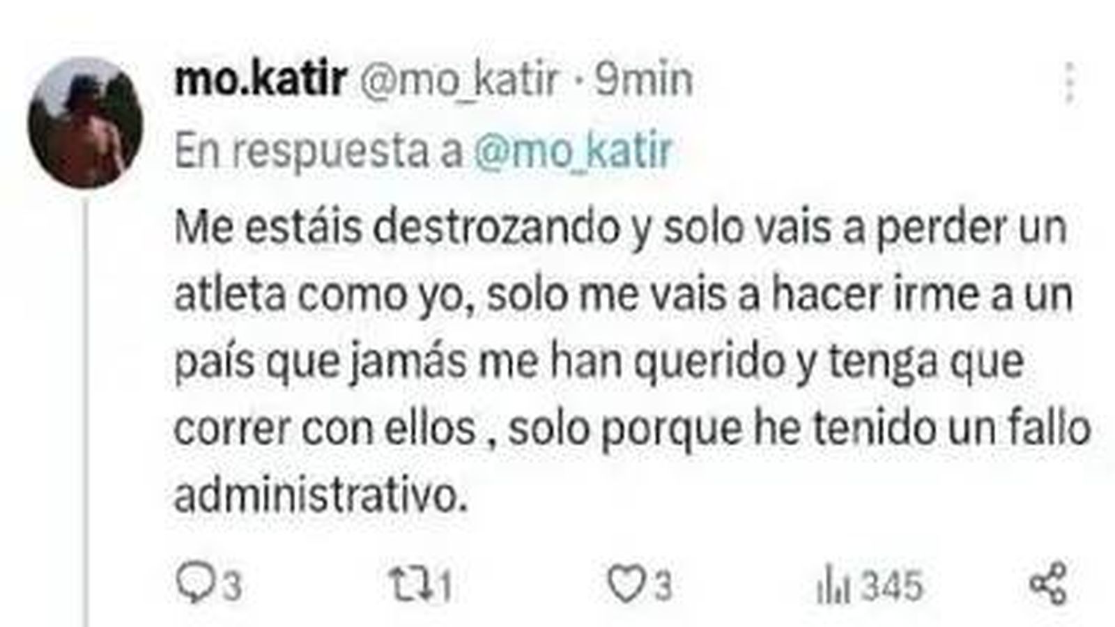Mo Katir reacciona a su sanción. (X)