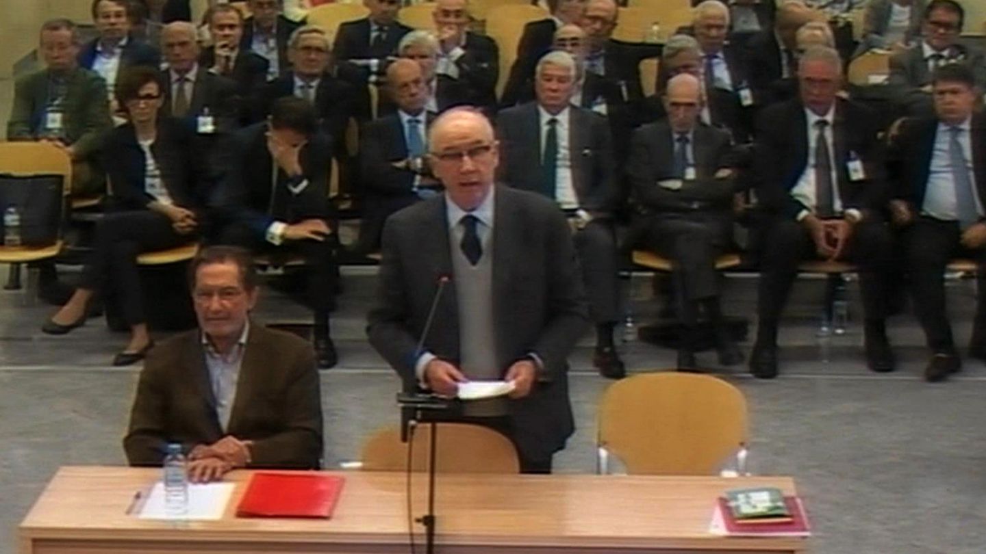 Captura de la señal institucional de video de la Audiencia Nacional, del expresidente de Bankia Rodrigo Rato (EFE)