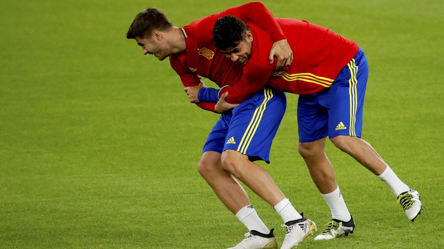 Morata y Diego Costa, en un entrenamiento. (EFE) 