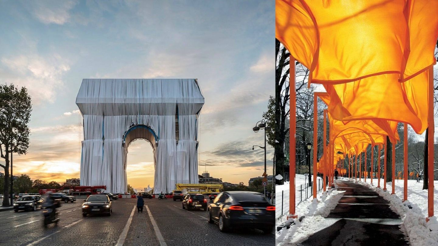 'El Arco del triunfo envuelto'. París, 2021 - 'Gates'. Nueva York, 2005. Christo y Jeanne-Claude