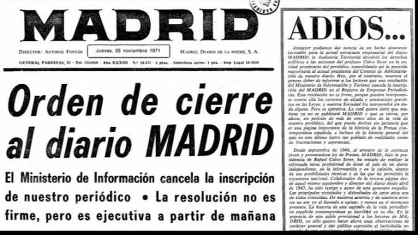 Última portada del diario 'Madrid'.