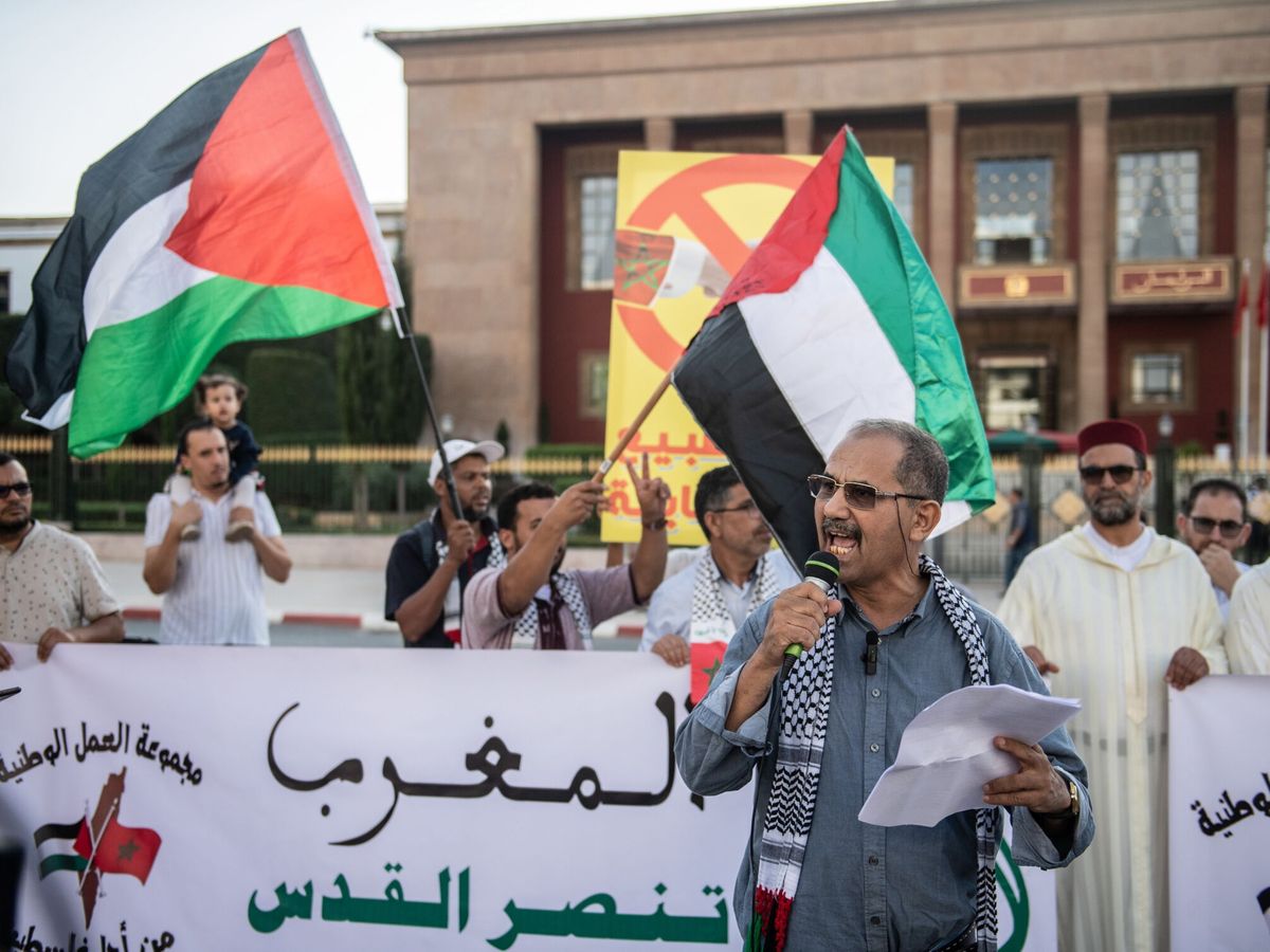 Foto: Una manifestación en solidaridad con los palestinos. (EFE/Jalal Morchidi)